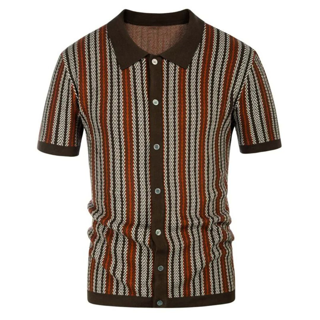 Pánské polo tričko Chevron s knoflíkovou légou – Julian