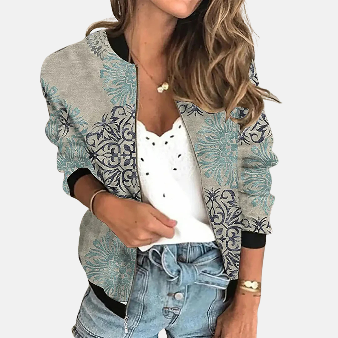 Dámský retro bomber s podzimním potiskem – Zoë