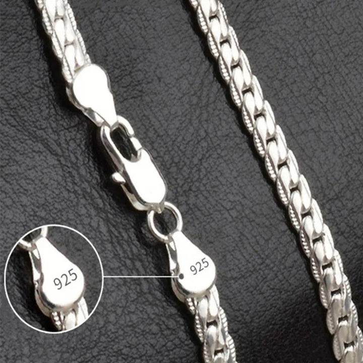 925 Silberkette mit Karabinerverschluss, elegantes Design, Schmuck für Damen und Herren.