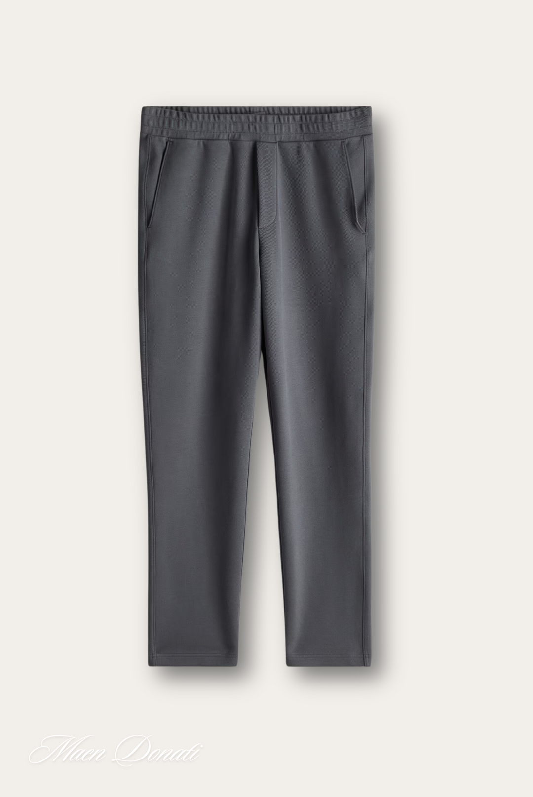 Graue Lederhose für Damen, elastischer Bund, modisch, elegant, hochwertig.