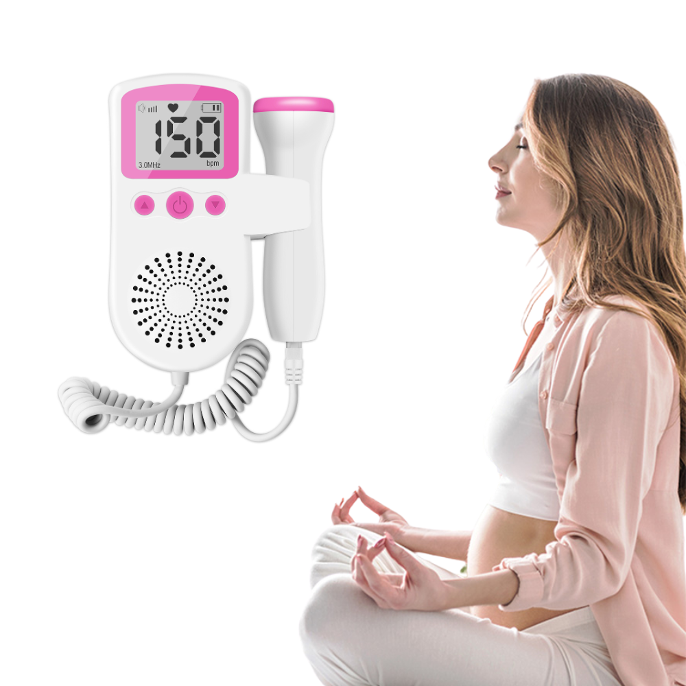 Tragbarer Fetal-Doppler in Weiß und Rosa, ideal für Schwangerschaftsüberwachung.