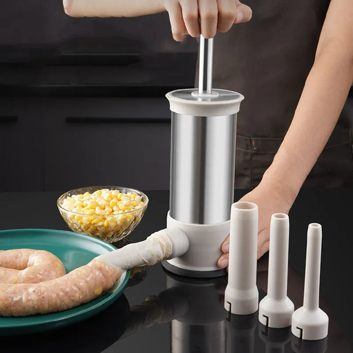 Wurstfüller aus Edelstahl, manuell, mit verschiedenen Füllrohren, ideal für Hausgemachte Wurst.