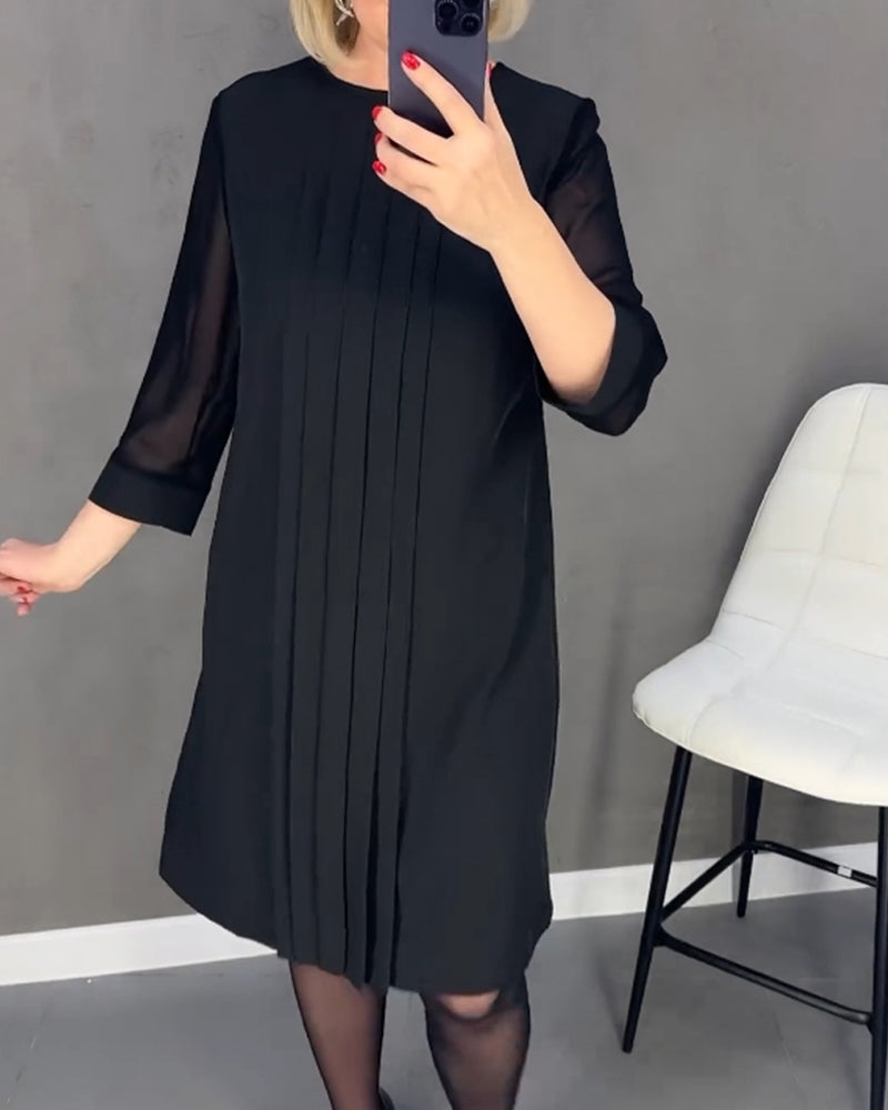 Elegantní podzimní šifónové šaty s detaily z jemné síťoviny – Gabrielle
