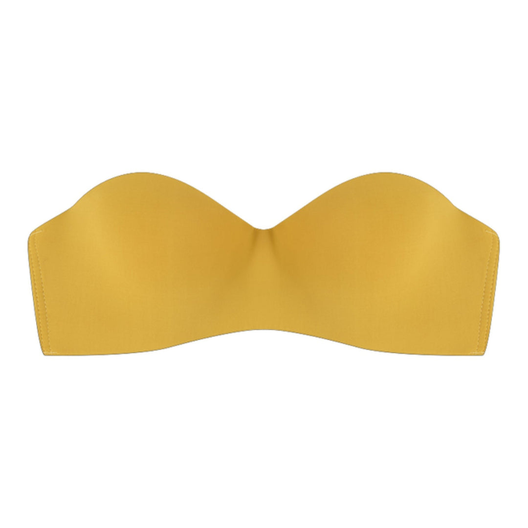 Gelber nahtloser trägerloser Damen-BH, bequem, weich, Sport-Bralette, Unterwäsche.