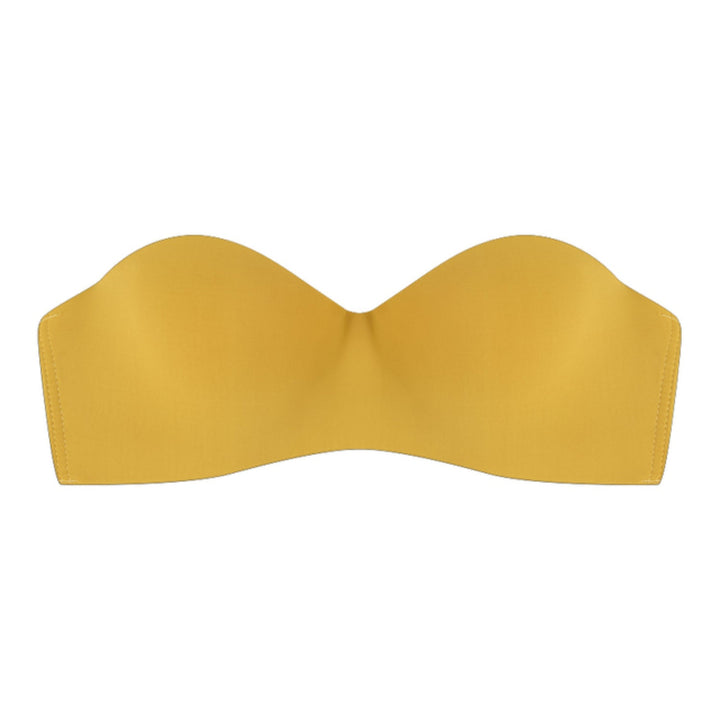 Gelber nahtloser trägerloser Damen-BH, bequem, weich, Sport-Bralette, Unterwäsche.