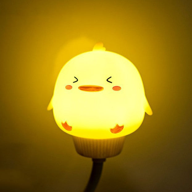 Gelbe Küken-Nachtlampe, LED, Kinderzimmer, warmes Licht, niedliches Design, energiesparend.