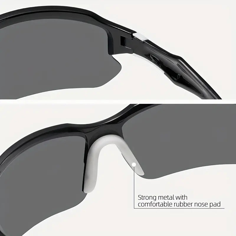 Sonnenbrille mit Metallrahmen, Gummipolster, schwarz, UV-Schutz, sportlich, langlebig.