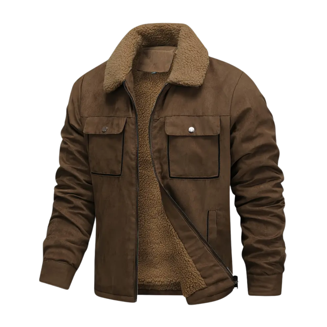 Pánská outdoorová bunda s podšívkou z teddy fleece a reverzním límcem – Corvin