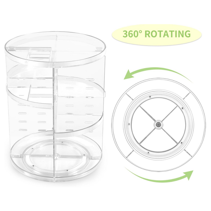 Transparenter, drehbarer Kosmetik-Organizer aus Acryl, 360 Grad, Aufbewahrung, platzsparend.