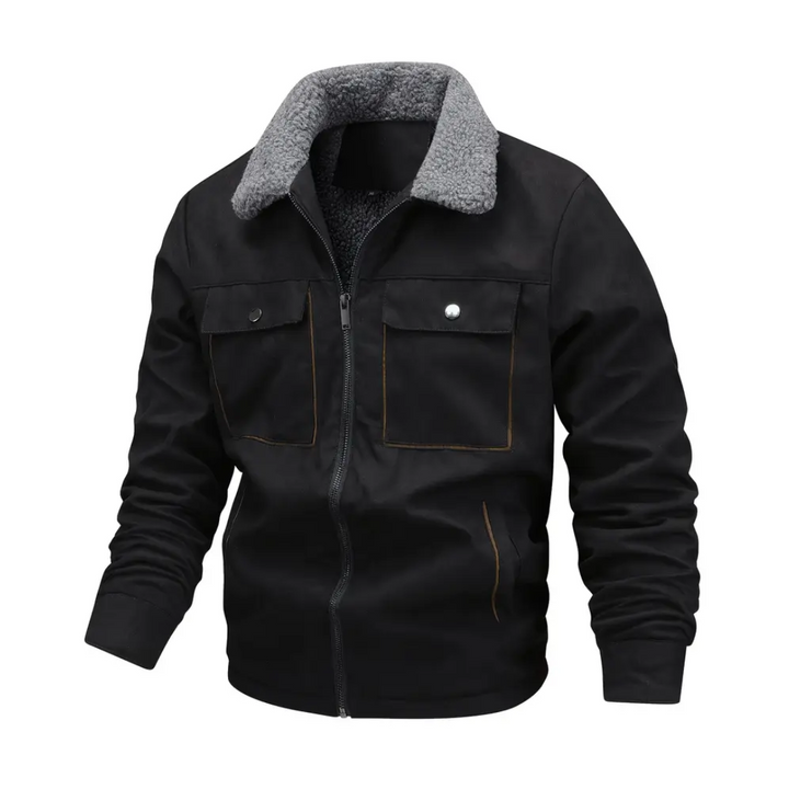 Pánská outdoorová bunda s podšívkou z teddy fleece a reverzním límcem – Corvin
