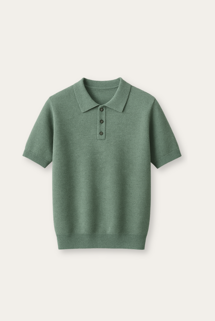 Podzimní pánská polo košile z kašmírové merino vlny – Eliano