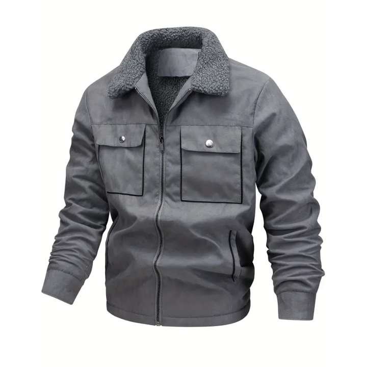 Pánská outdoorová bunda s podšívkou z teddy fleece a reverzním límcem – Corvin