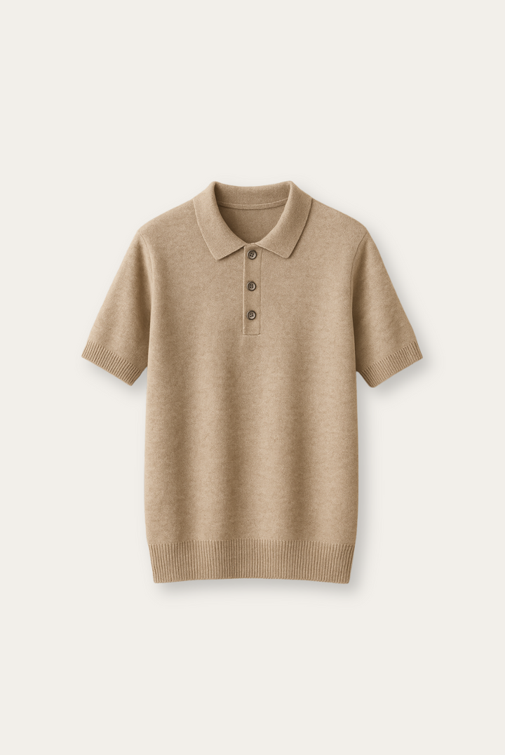 Podzimní pánská polo košile z kašmírové merino vlny – Caelan