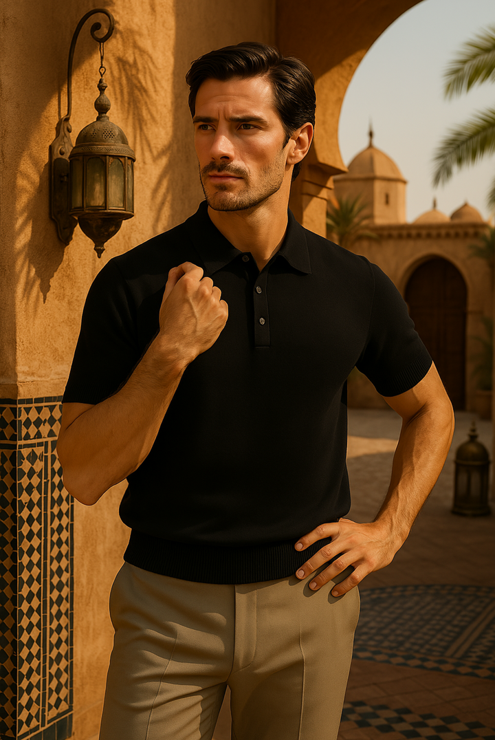 Stylový pánský polo z kašmírské merino vlny – Taren