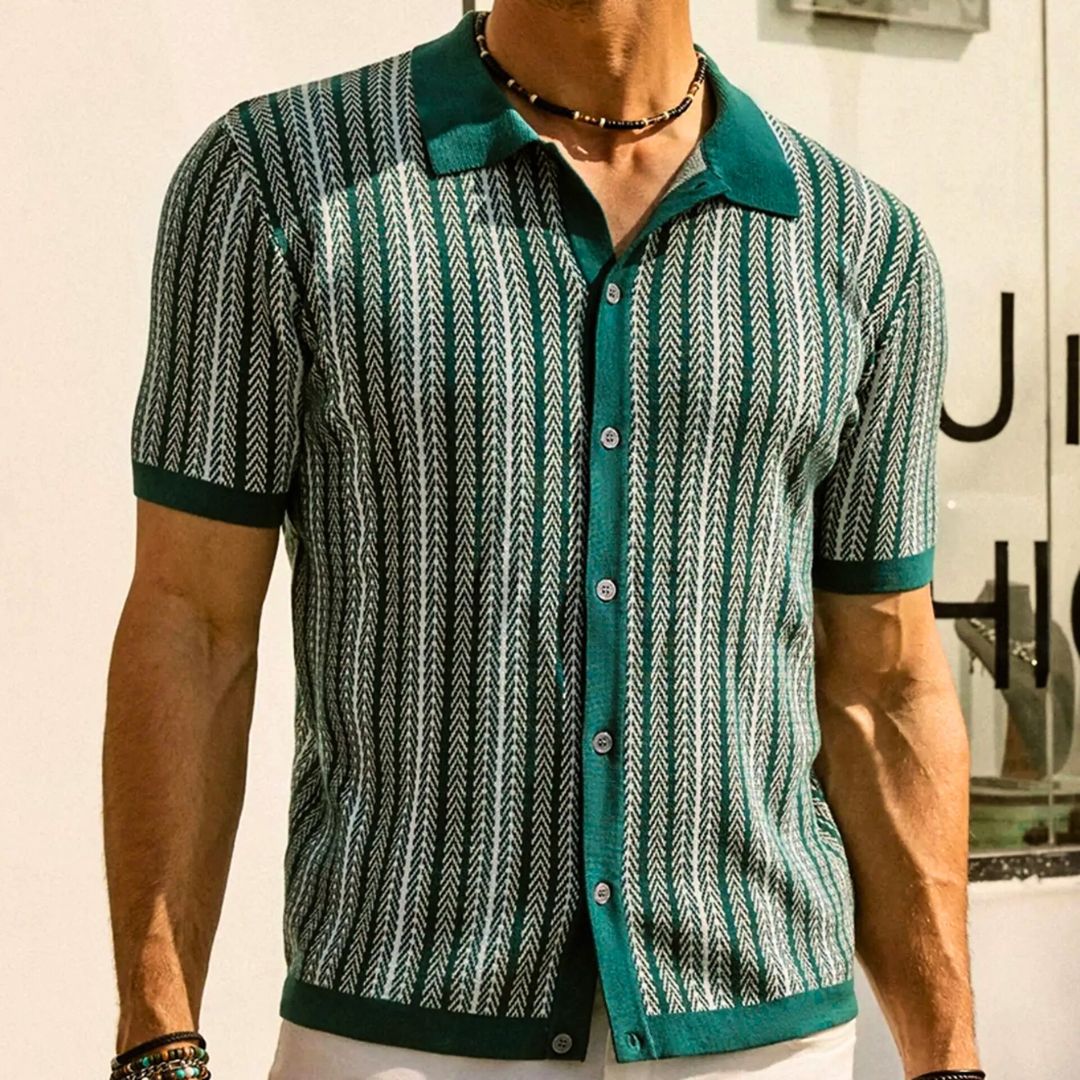 Pánské polo tričko Chevron s knoflíkovou légou – Julian