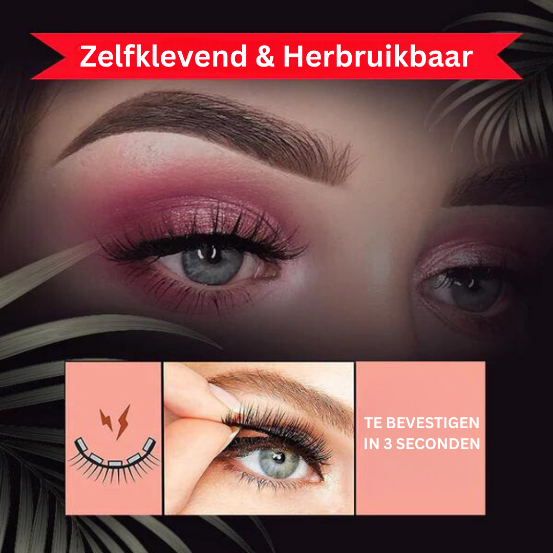 Selbstklebende wiederverwendbare Wimpern, rosa Lidschatten, schnelle Anwendung, Beauty-Produkt.