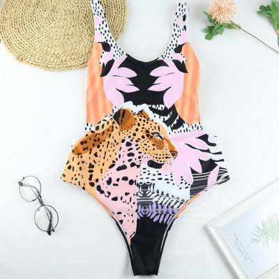 Stylový jednodílný plavky s animal printem pro ženy - WildWelle