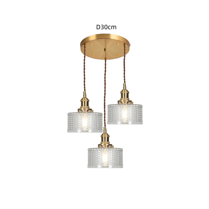 Dreiflammige Pendelleuchte, goldfarben, Glaslampenschirme, Durchmesser 30cm, moderne Beleuchtung.