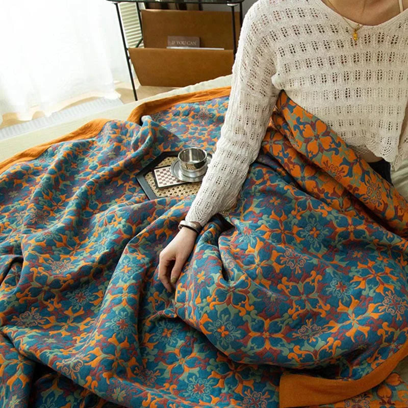 Bavlněná přikrývka s modrým vzorem – Florencia