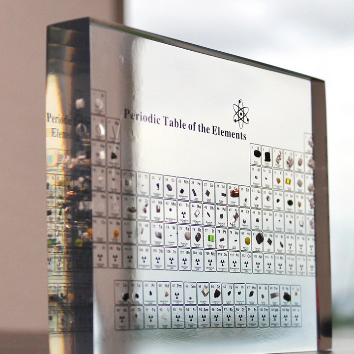 Acrylblock mit Periodensystem der Elemente, transparent, dekorativ, wissenschaftliches Geschenk.
