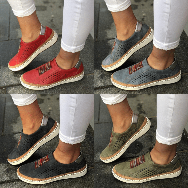 Damen-Sneaker in Rot, Grau, Schwarz, Grün, atmungsaktiv, bequem, modisch, für Freizeitkleidung.