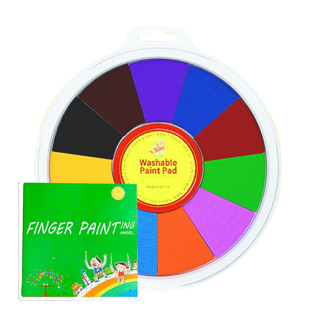 Runde Fingerfarben-Palette, waschbar, 12 Farben, ideal für Kinder, Malerei, Kunstbedarf.