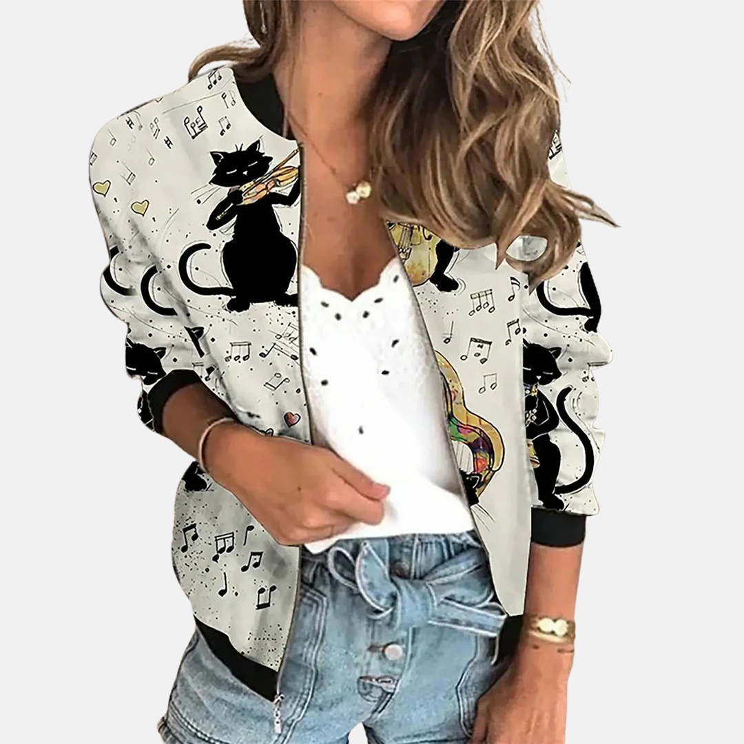 Dámský retro bomber s podzimním potiskem – Zoë