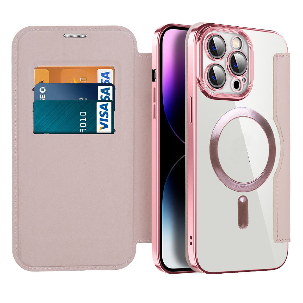 Kožené flipové pouzdro s magnetickou adsorpcí a RFID ochranou – Valtrix (1+1 ZDARMA)