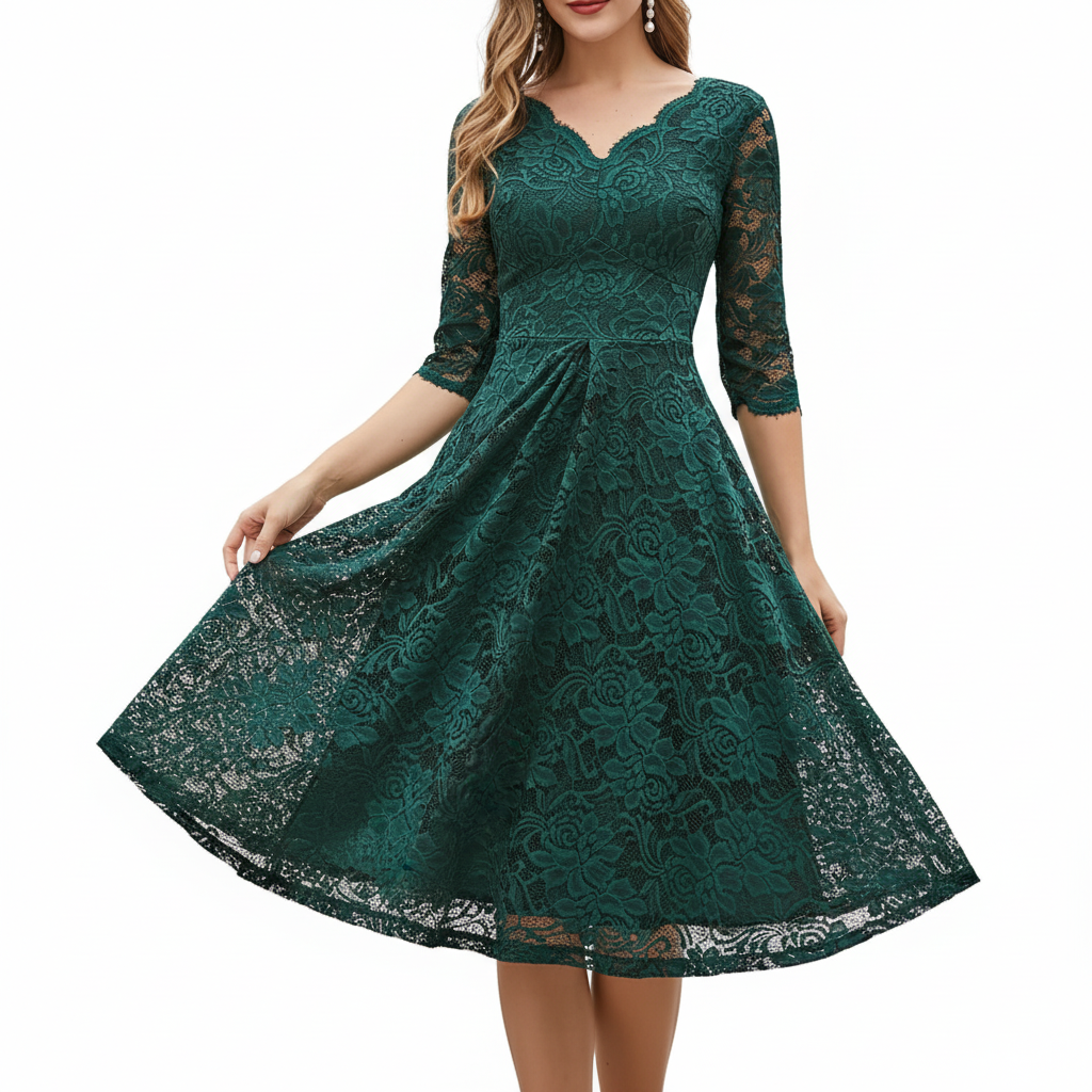 3/4-Ärmliges Kleid - SpringWhirl 