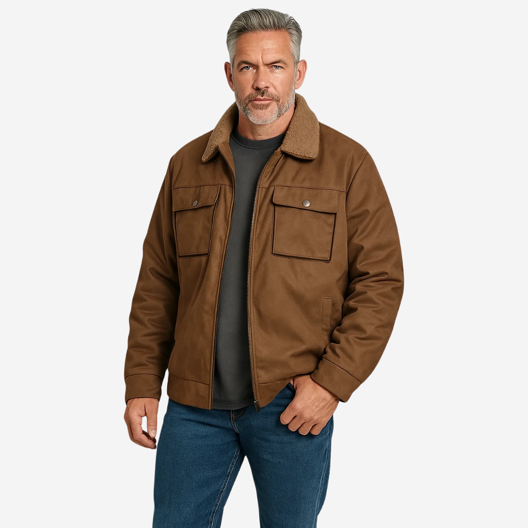 Pánská outdoorová bunda s podšívkou z teddy fleece a reverzním límcem – Corvin