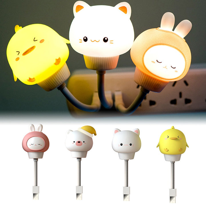 Nachtlicht Kinder, Tiermotive, LED, Katze, Hase, Küken, USB, energiesparend, Schlafzimmerbeleuchtung