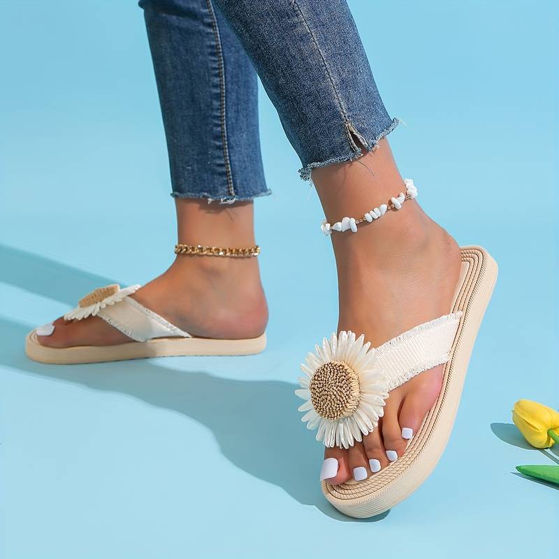 Boho slip-on sandály s květinovým vzorem – Marivi
