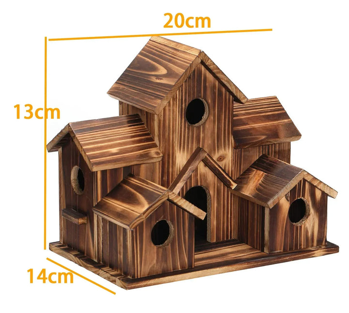 Rustikaler Holz-Vogelhaus, braun, 20x14x13cm, ideal für Gartendekoration und Vogelbeobachtung.