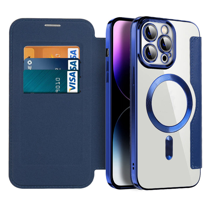 Kožené flipové pouzdro s magnetickou adsorpcí a RFID ochranou – Valtrix (1+1 ZDARMA)