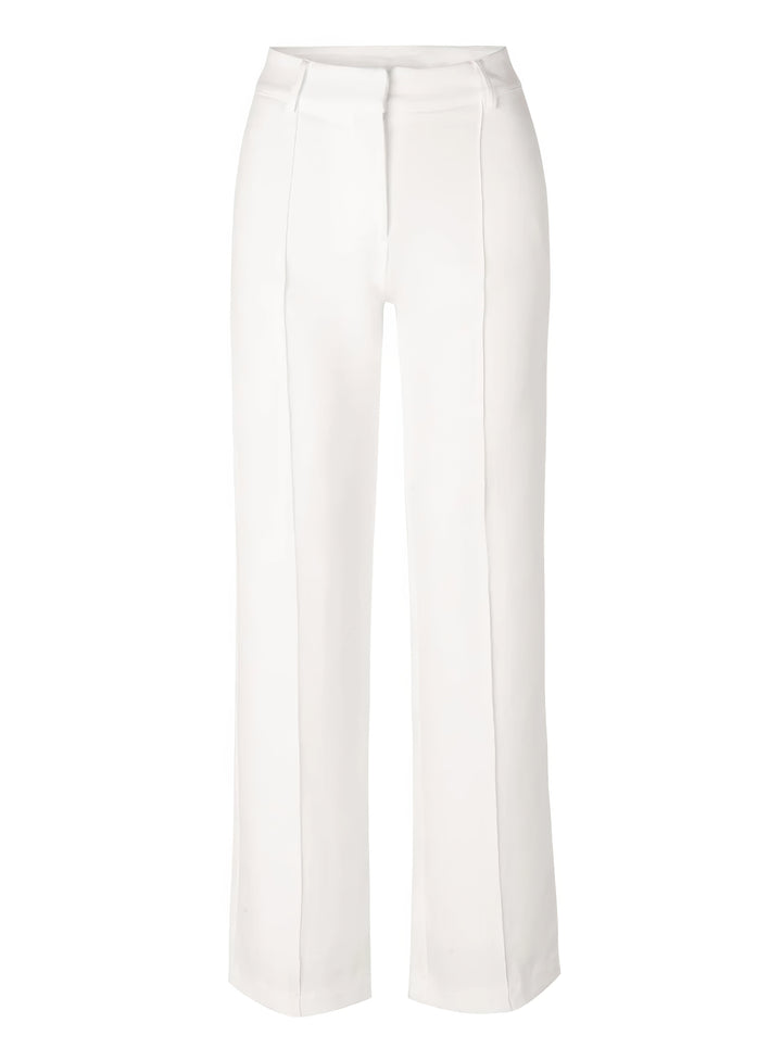 Weiße Damenhose, gerade geschnitten, elegant, aus Baumwolle, ideal für Büro und Freizeit.