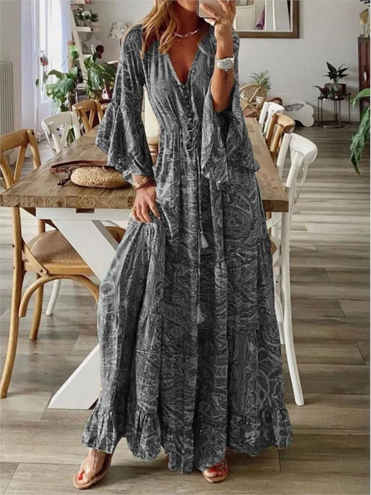 Boho-maxi šaty s volným střihem a detaily – Amira