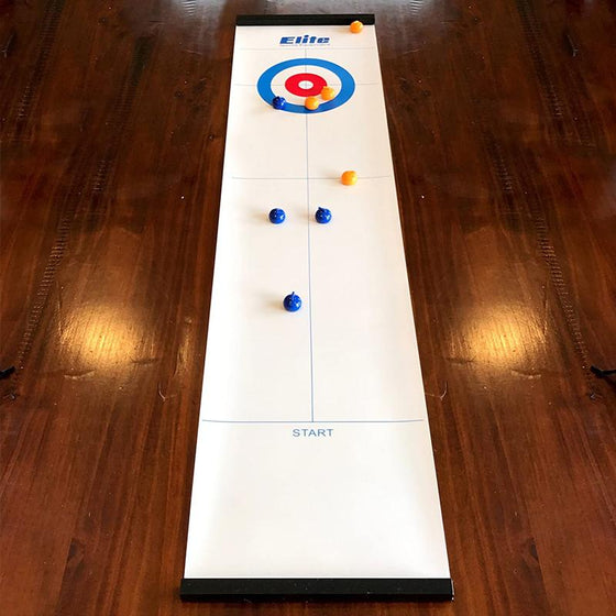 Mini-bordcurling hra pro domácnost s klouzavými kameny a magnetickými tyčemi