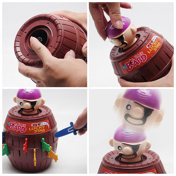 Spielzeug Piratenfass mit springendem Pirat, braun, Kunststoff, Kinderspiel, lustig, interaktiv