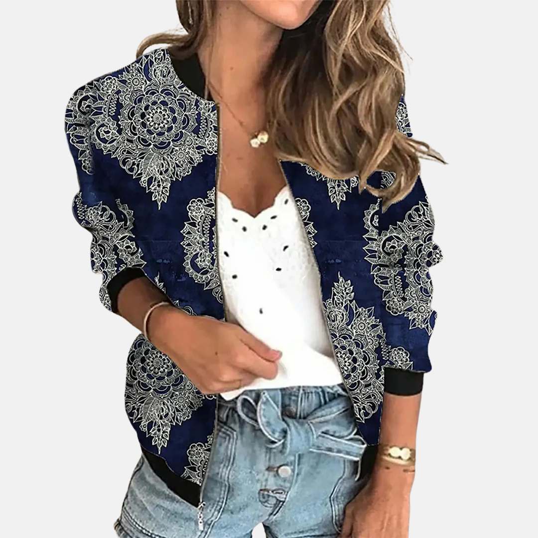 Dámský retro bomber s podzimním potiskem – Zoë