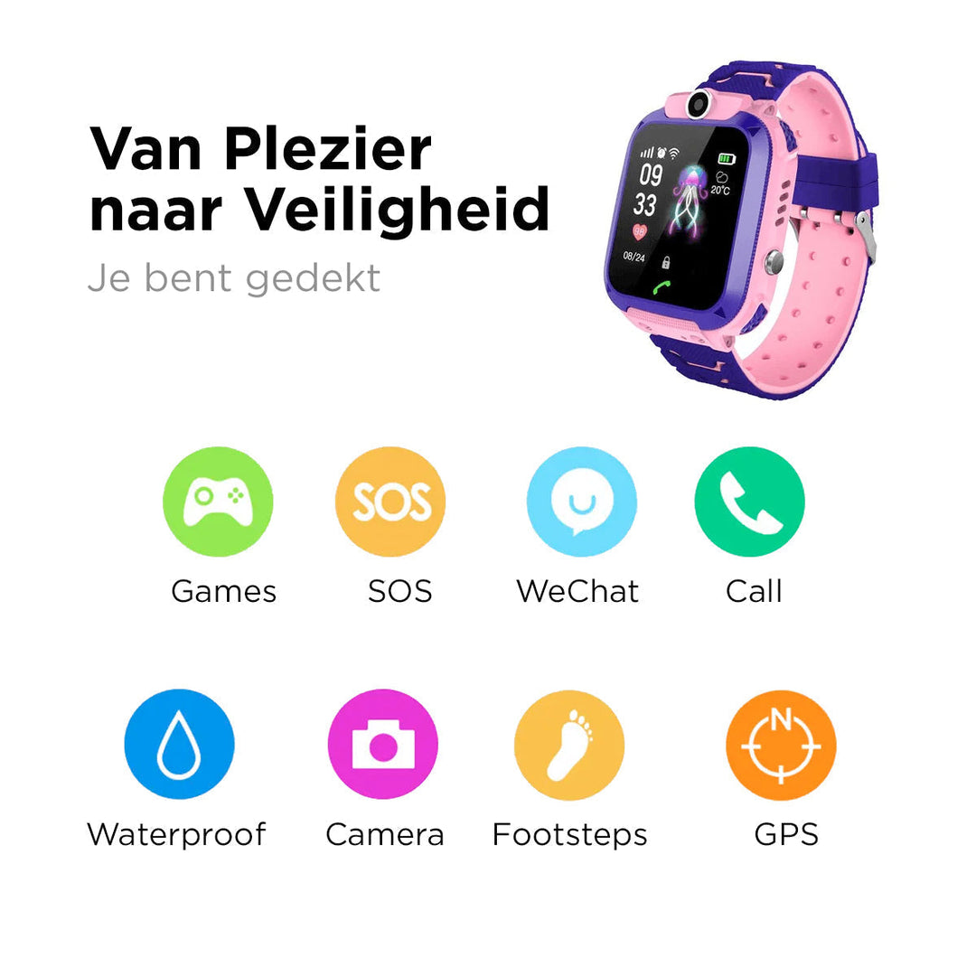 Pinke Smartwatch für Kinder mit Kamera, GPS, Anruf, SOS, wasserdicht, Spiele, WeChat.