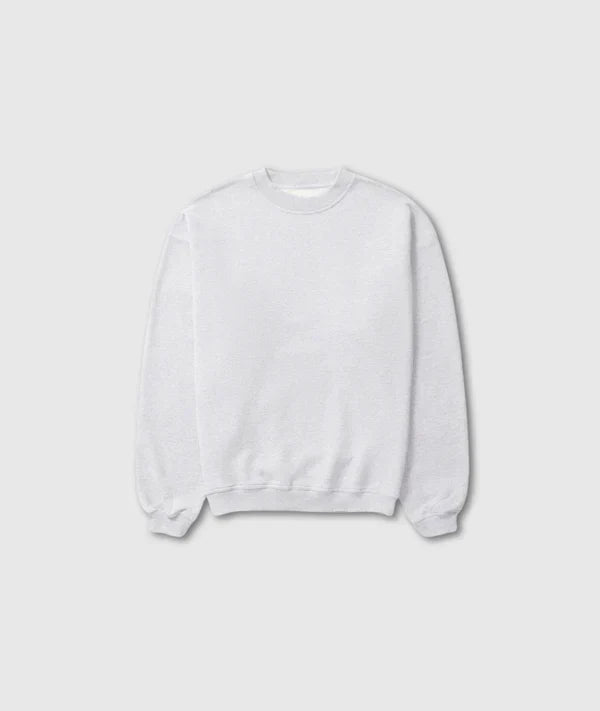Weißer Unisex-Pullover aus Baumwolle, klassischer Rundhalsausschnitt, bequem und stilvoll.