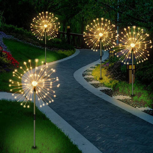 Vodotěsná solární zahradní lampa s ohňostrojem – SparkGlow