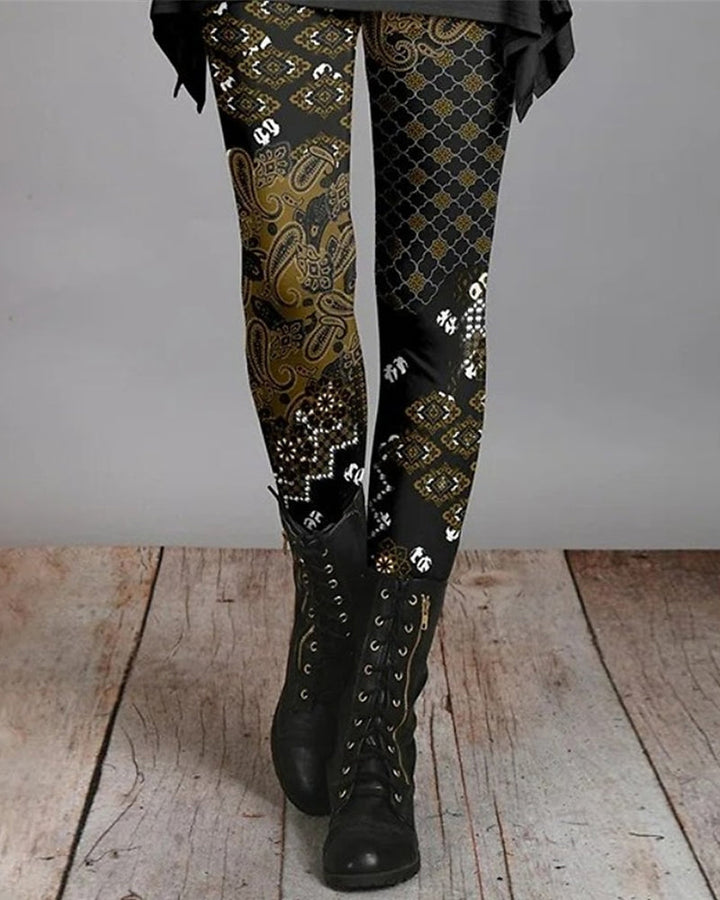 Bohemian retro legíny s etnickými potisky – Ziva