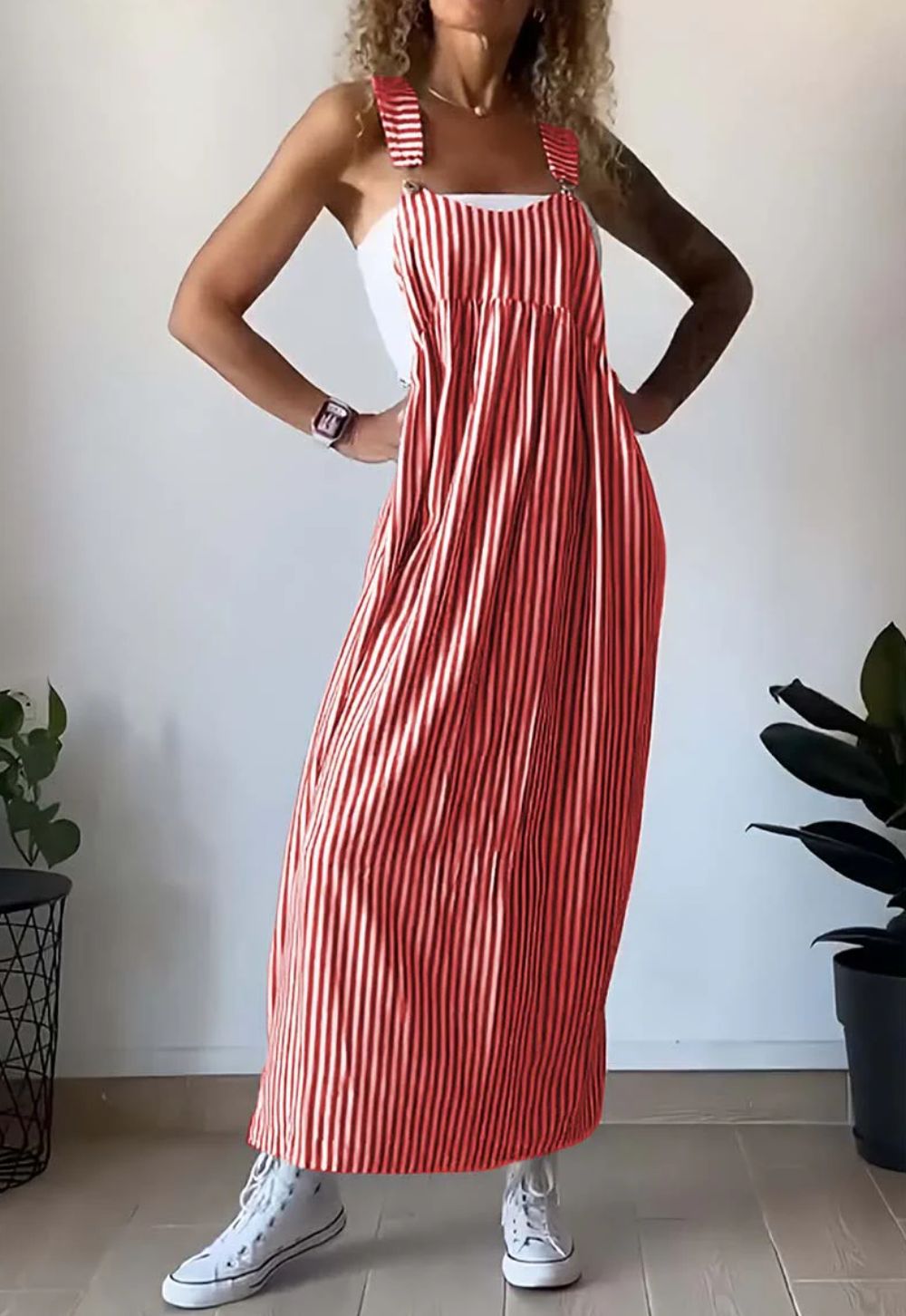 Stylový pruhovaný casual overal s pohodlným střihem – Liana