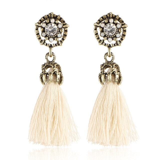 Vintage Quasten-Ohrringe, goldfarben, mit Kristall, für Damen, modischer Schmuck.