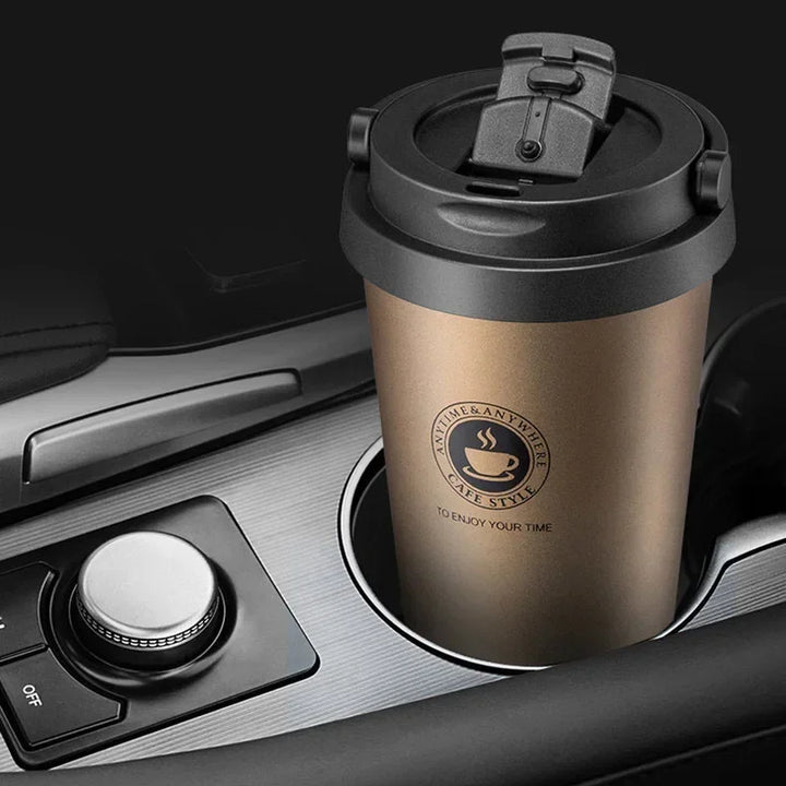 Doppelwandiger Thermobecher 500ml, Edelstahl, auslaufsicher, für Reisen, Kaffee, Tee.