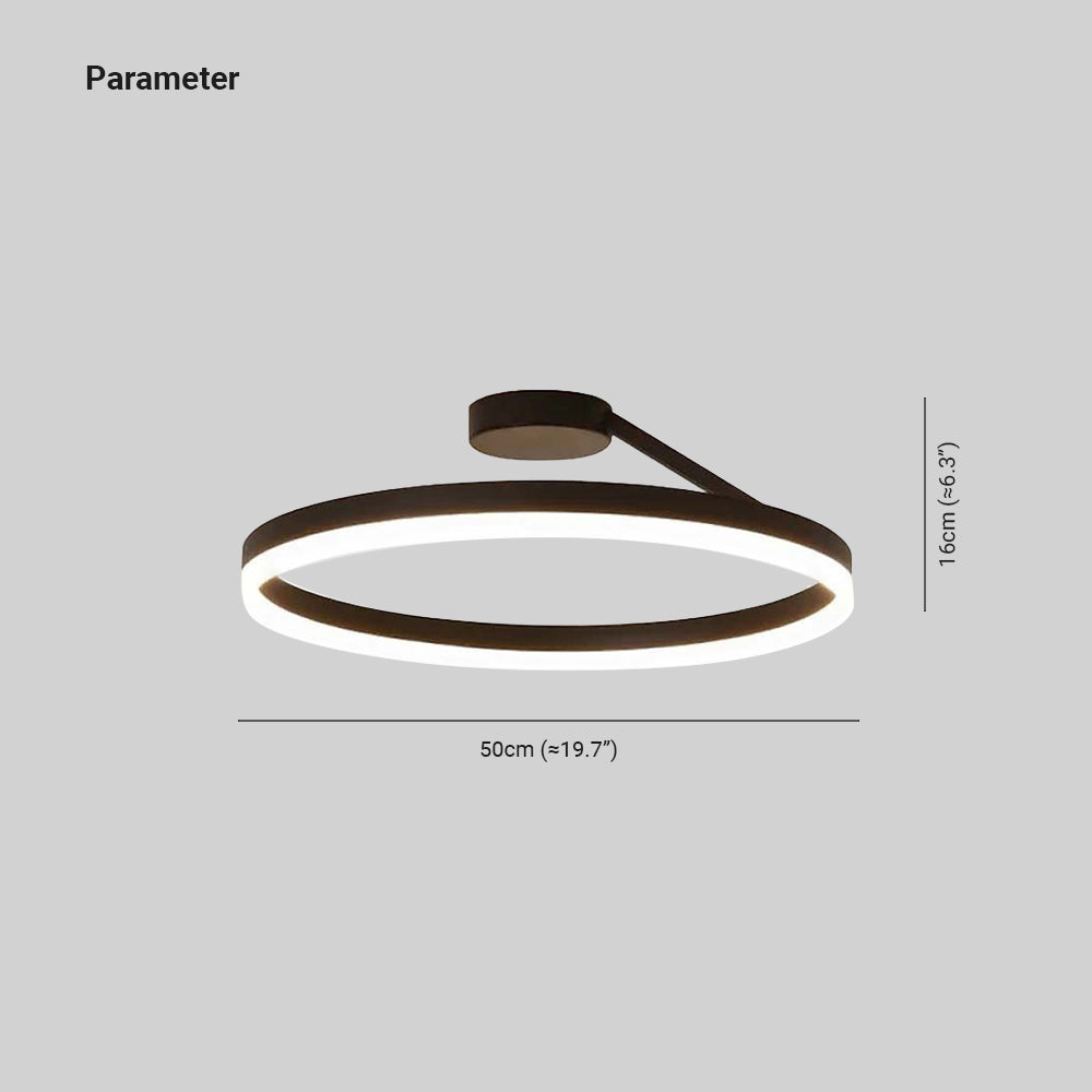 Moderne LED-Deckenleuchte, schwarz, 50cm Durchmesser, energiesparend, minimalistisches Design.