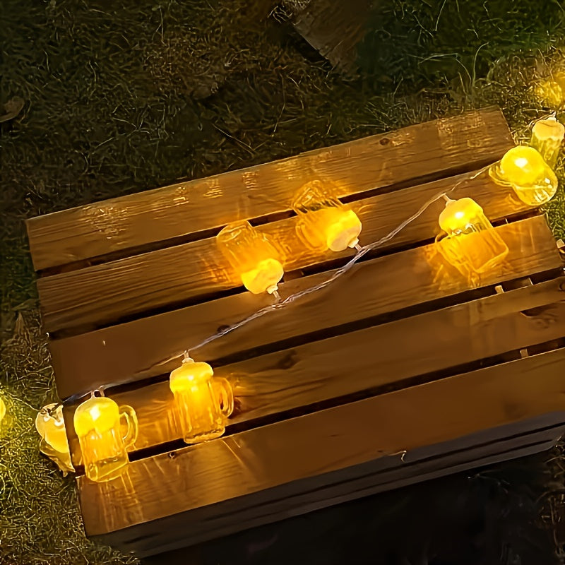 2 kusy LED světelných řetězů ve tvaru pivních sklenic – LichterBier Oktoberfest 2025