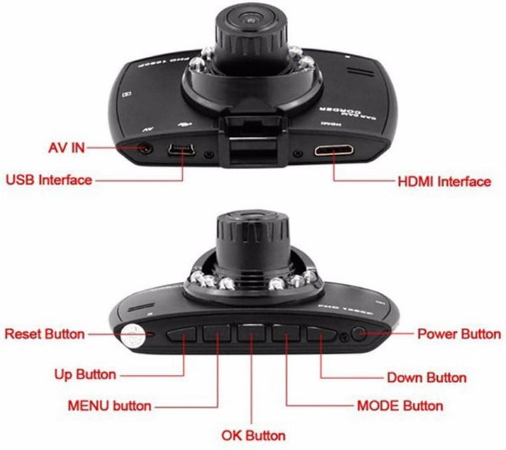 Autorádio DVR G30 s duálním objektivem, 2,7" LCD, Full HD 1080p, s G-senzorem