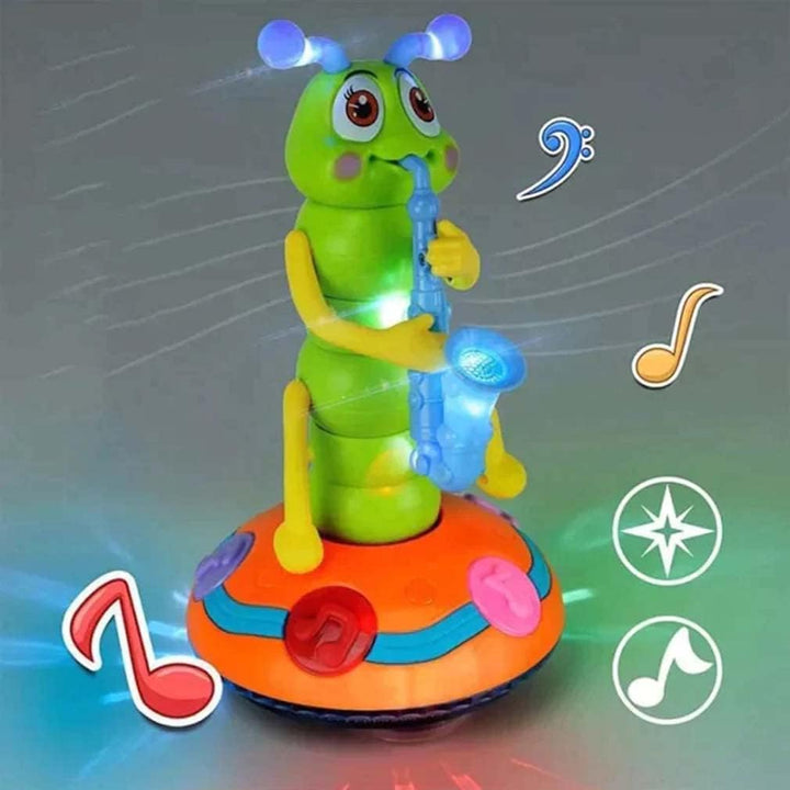 Buntes Spielzeug-Insekt mit Saxophon, leuchtend, Musikspielzeug für Kinder, LED-Lichter.